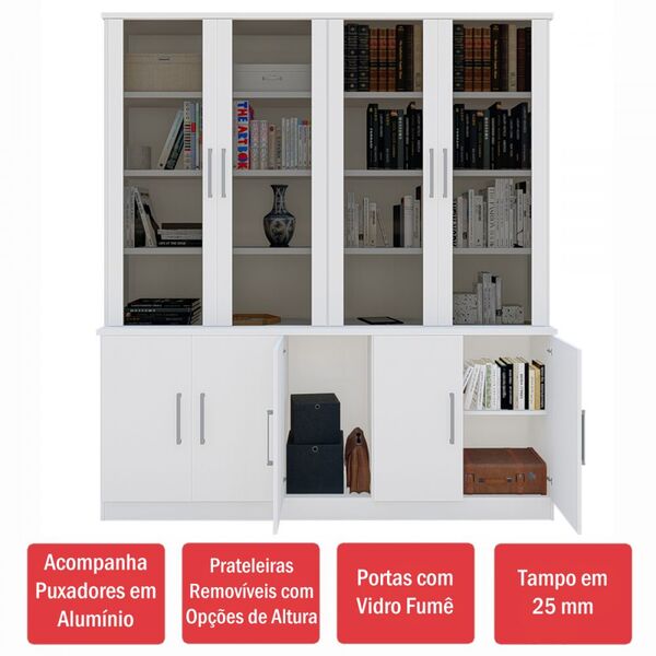 Estante Para Livros 9 Portas 8 Prateleiras Branco 127612