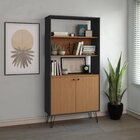 Estante Para Livros Alta Com Pés De Metal Industrial 2 Portas