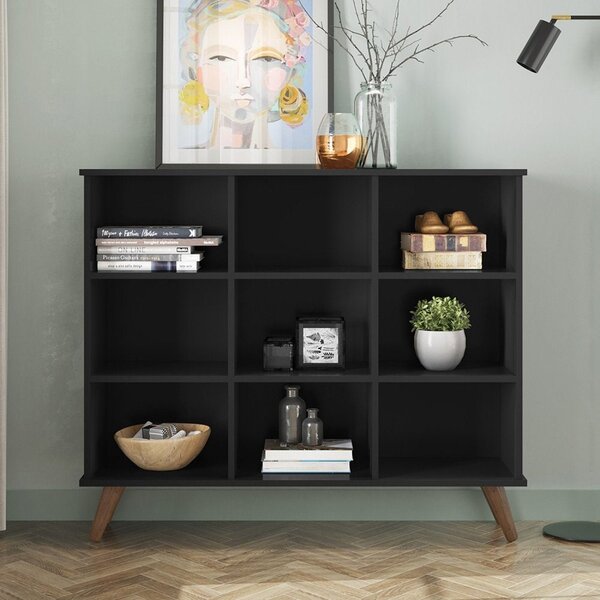 Estante Para Livros Baixa Retro 6 Nichos Toq Preto