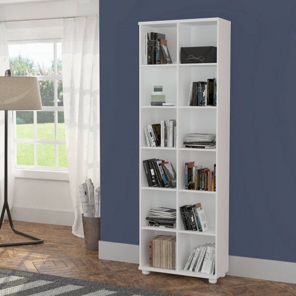Estante Para Livros Com 12 Nichos 225cmx74cm Branco