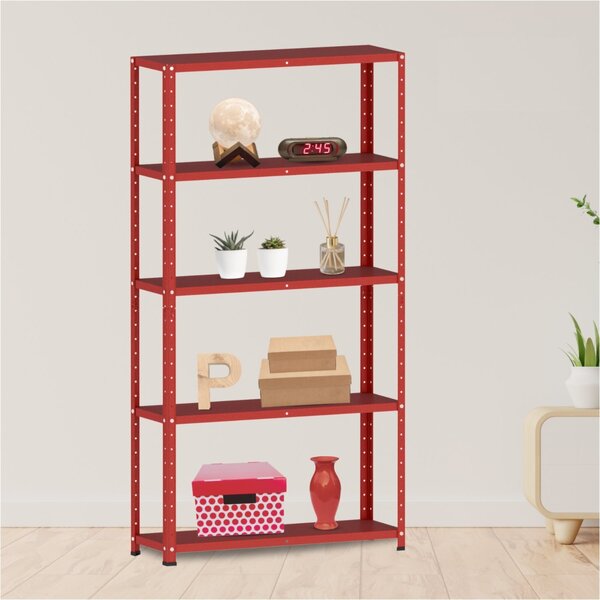 Estante Para Livros Com Estrutura Metálica 5 Prateleiras Verm