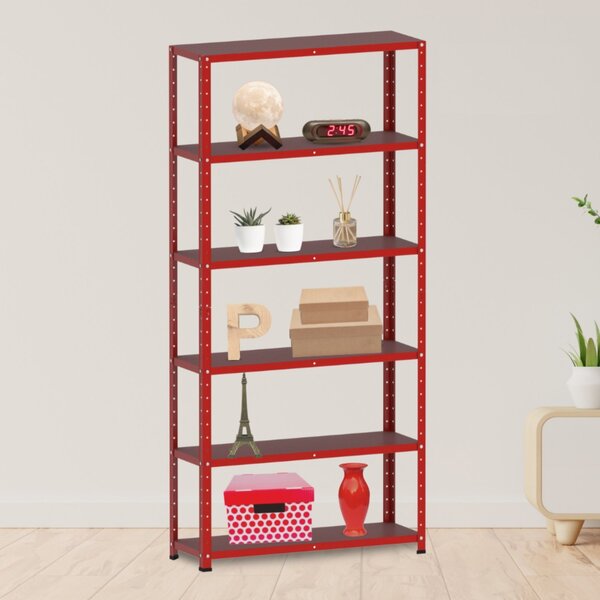 Estante Para Livros Com Estrutura Metálica 6 Prateleiras Verm