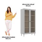 Estante Para Livros Ditália 2 Portas Vidro Com Kit Luz E-957