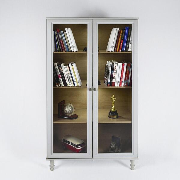 Estante Para Livros Ditália 2 Portas Vidro Com Kit Luz E-957