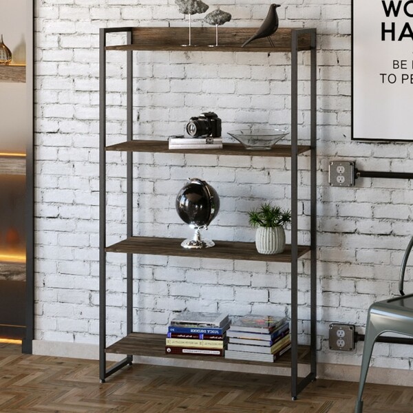 Estante Para Livros Dynamica 4 Prateleiras Carvalho Dark/pret