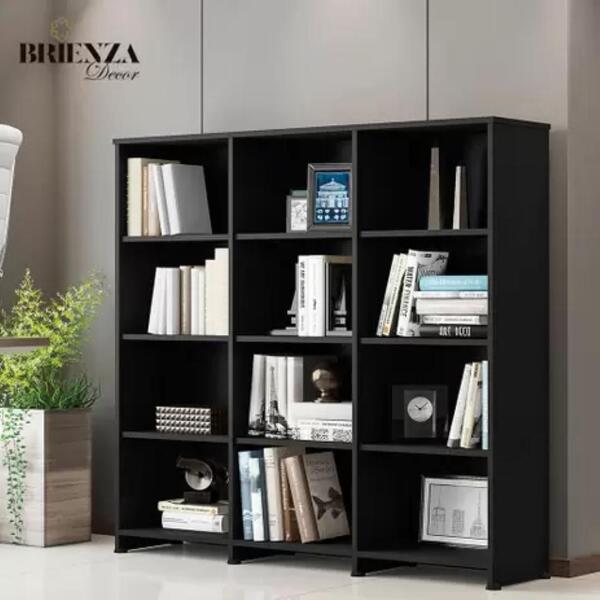 Estante Para Livros Escritório Trinidad Preta 09 Prateleiras