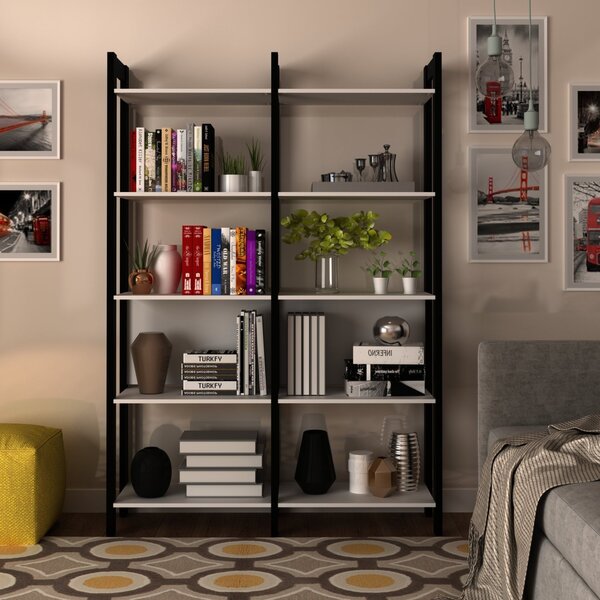 Estante Para Livros Haia 1,85x1,28m Yescasa Preto/branco