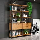 Estante Para Livros Home Office 100% Mdf 1 Porta 2 Gavetas Fr