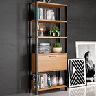 Estante Para Livros Home Office 100% Mdf 1 Porta Freijó/preto