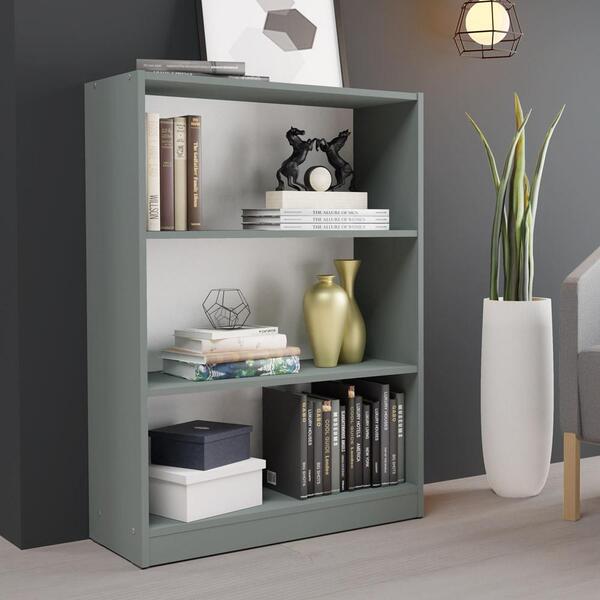 Estante Para Livros Home Sala Madesa 6907 Com 3 Nichos - Cinza