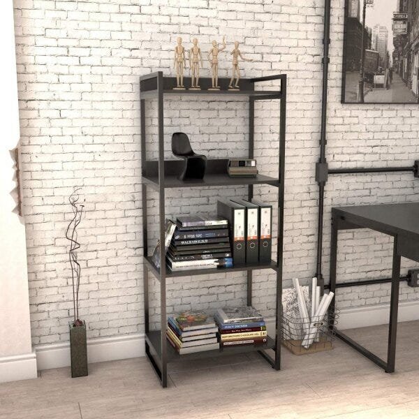 Estante Para Livros Industrial 104cmx60cm 4 Prateleiras Kuadr