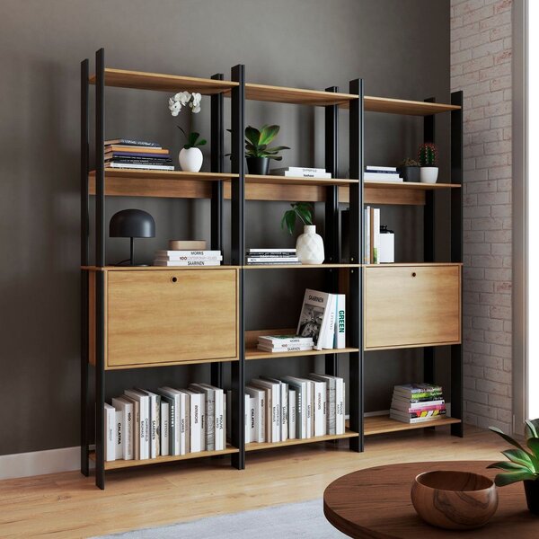 Estante Para Livros Industrial 11 Prateleiras 2 Portas Lamina