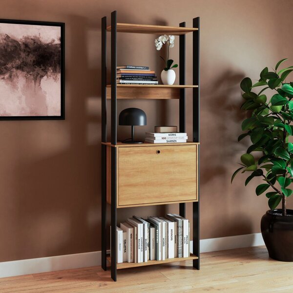 Estante Para Livros Industrial 3 Prateleiras 1 Porta Lamina M