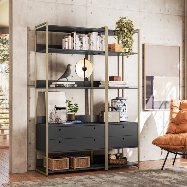 Estante Para Livros Industrial 4 Gavetas 5 Prateleiras 200cmx