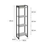 Estante Para Livros Industrial Multiuso 4 Prateleiras 146x45c