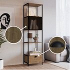 Estante Para Livros Industrial Retrô Alta 1 Porta 1 Gaveta Ma