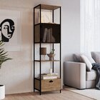 Estante Para Livros Industrial Retrô Alta 1 Porta 1 Gaveta Ma