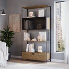 Estante Para Livros Industrial Retrô Alta 2 Portas 1 Gaveta M