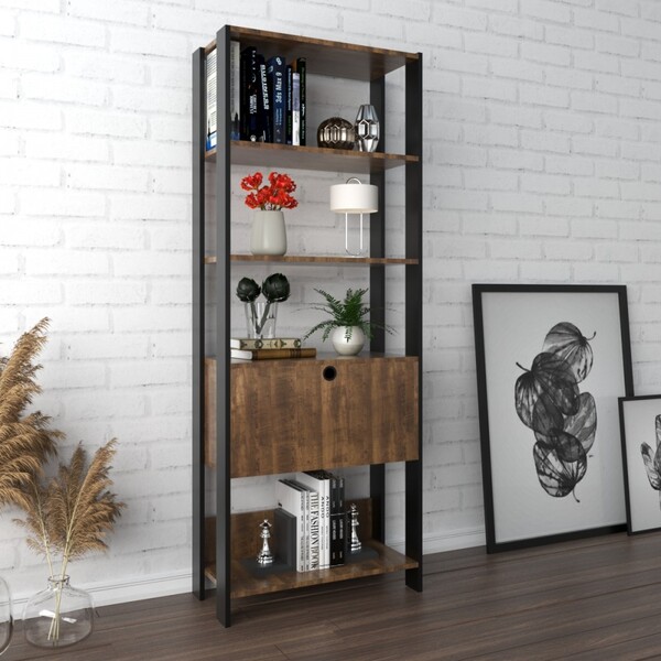 Estante Para Livros Match 1 Porta Basculante 3 Prateleiras Pi