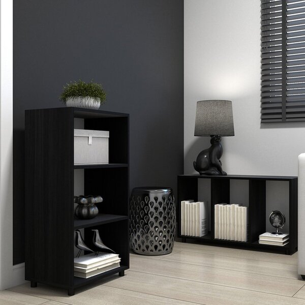 Estante Para Livros Modular 3 Nichos Mônaco Drd Móveis Preto