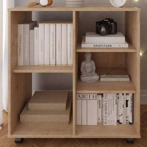 Estante Para Livros Moma 3 Prateleiras Com Rodizio Amadeirado