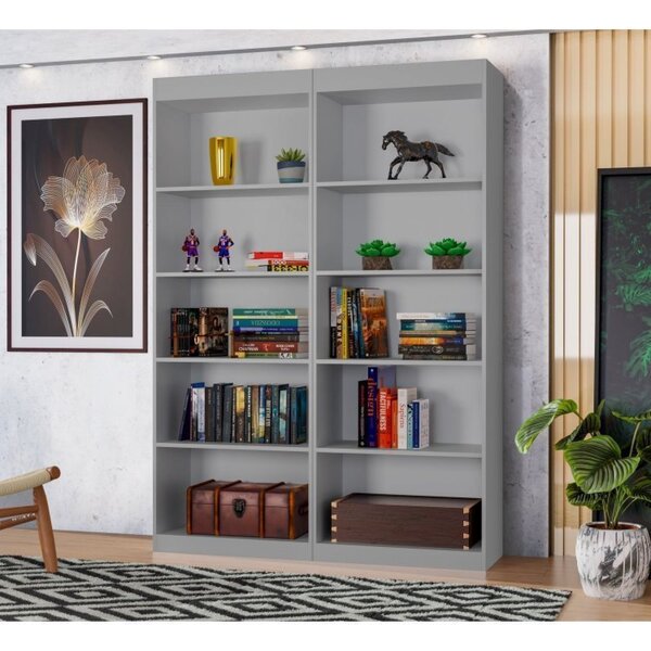 Estante Para Livros Multiuso 178cmx102cm Larissa Cinza
