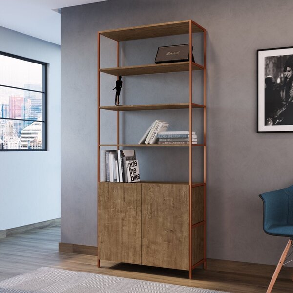 Estante Para Livros Multiuso Industrial 2 Portas Steel Quadra