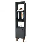 Estante Para Livros Multiuso Pequena 1 Porta Preto