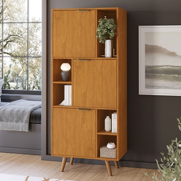 Estante Para Livros Office Aliança Candian 3 Portas Cinamomo