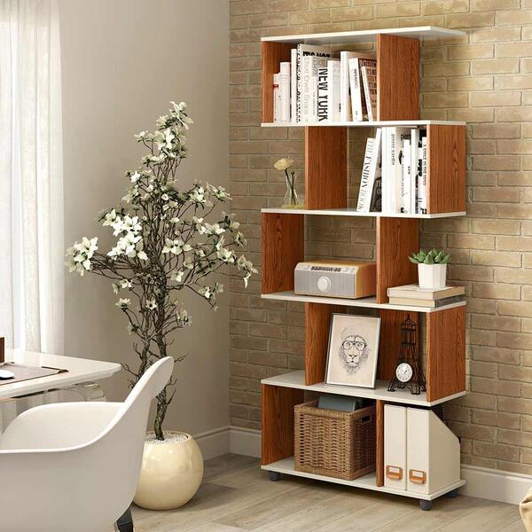 Estante Para Livros Para Sala Com Nichos Off White Freijó Inn