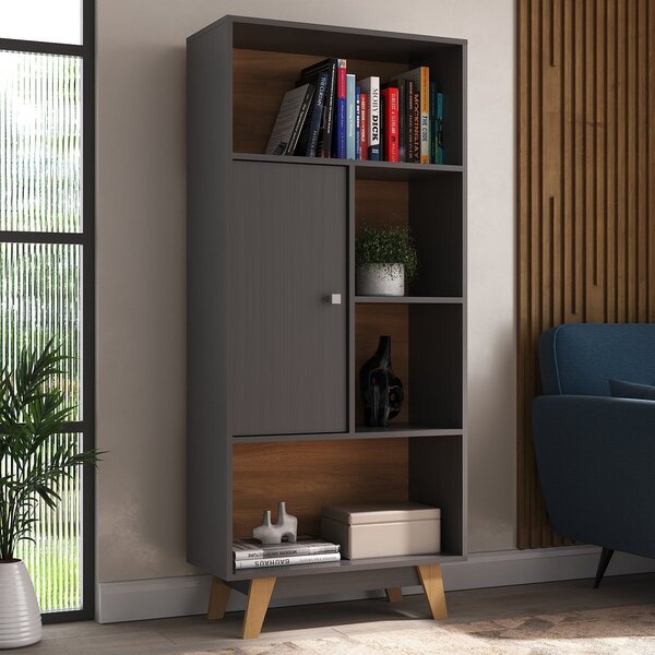 Estante Para Livros Pequim 1 Porta 3 Prateleiras Espresso Móv