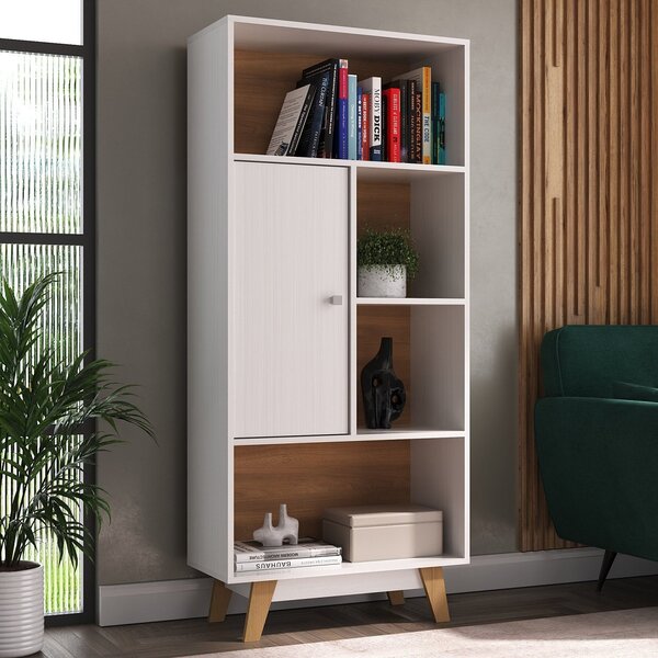 Estante Para Livros Pequim 1 Porta 3 Prateleiras Espresso Móv