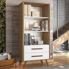 Estante Para Livros Retro 2 Gavetas 2 Prateleiras Carvalho Rú