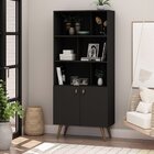 Estante Para Livros Retro 2 Portas Yescasa Preto Fosco