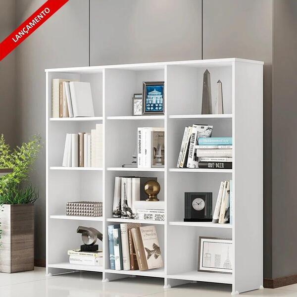 Estante Para Livros Trinidad Branco 09 Prateleiras 12 Nichos