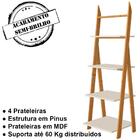 Estante Para Sala De Estar 4 Prateleiras 206X Off White Natur