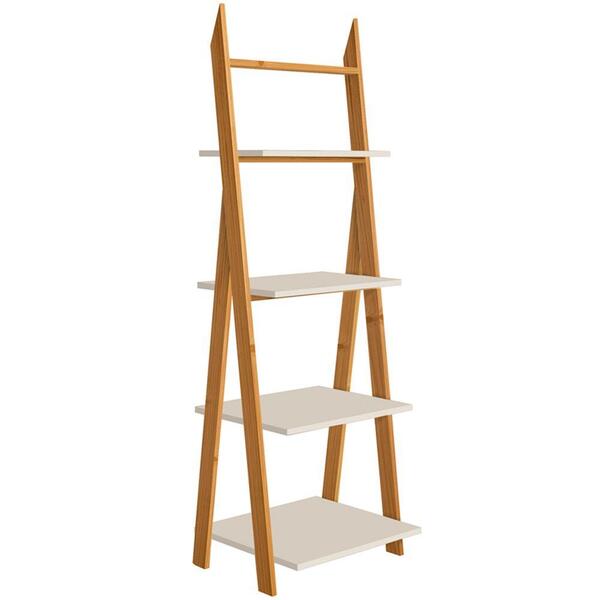 Estante Para Sala De Estar 4 Prateleiras 206X Off White Natur