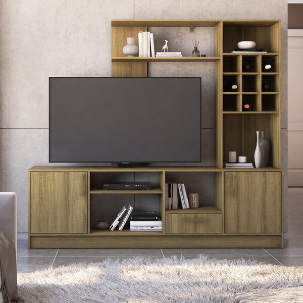 Estante Para Tv 55 Polegadas 180cmx199,9cm 2 Portas E 1 Gavet