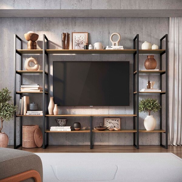 Estante Para Tv 55 Polegadas Em Ferro Com Mdf Estilo Industri