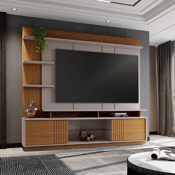 Estante Para Tv 65 Polegadas Vinhedos Grigio Fosco / Amendoa