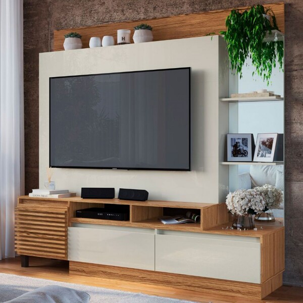 Estante Para Tv Até 50 Polegadas 1 Porta 2 Gavetas Naturalle/