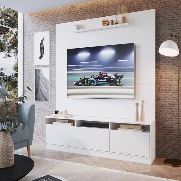 Estante Para Tv Até 50 Polegadas Com Prateleira  Branco