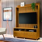 Estante Para Tv Até 50 Polegadas Ripado Com Rodízio 2 Gavetas