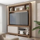 Estante Para Tv Até 55 Polegadas Com Ripado Cinne Espresso Mó