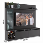 Estante Para Tv Até 60 Polegadas 3 Portas Grafite - Pnr Móveis