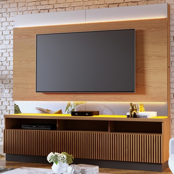 Estante Para Tv Até 70 Polegadas Marajo 3 Portas Freijó/preto