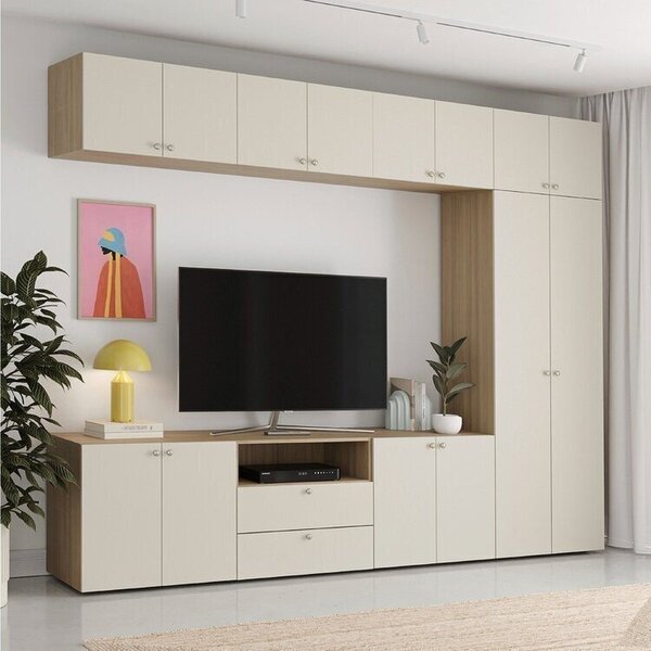 Estante Para Tv Até 75 Polegadas  8 Módulos 14 Portas 2 Gavet