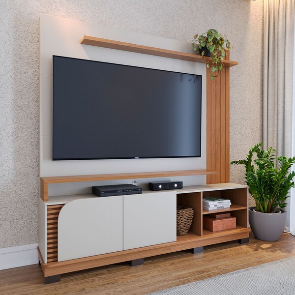 Estante Para Tv Até 75 Polegadas Boss 2 Portas Off White/frei