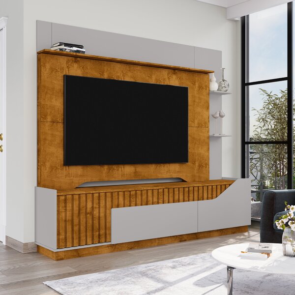 Estante Para Tv Até 75 Polegadas Com Ripado 1 Gaveta 2 Portas