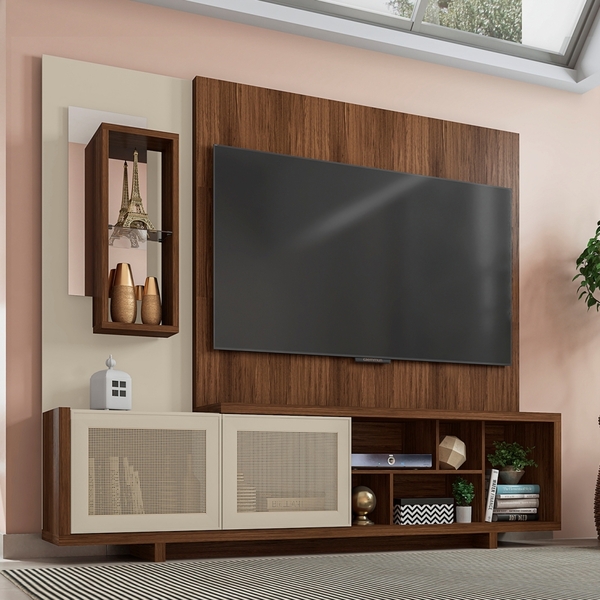 Estante Para Tv Com Nicho E Espelho Capri Havana Off White